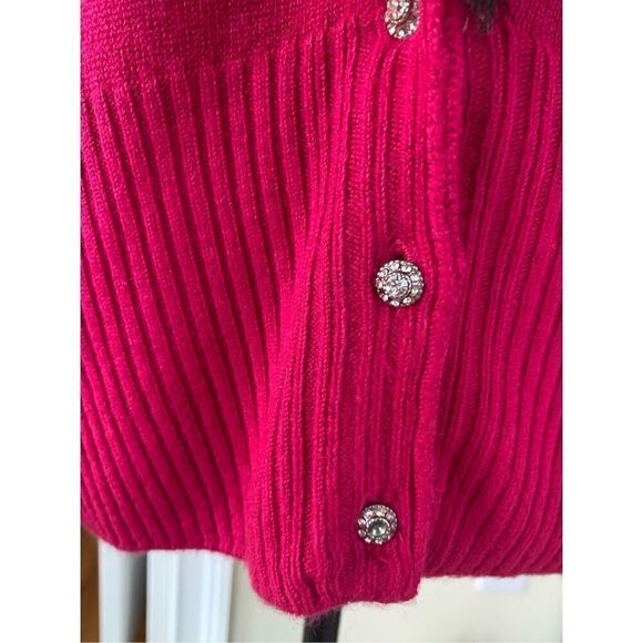 i.e. Button Hotpink Cardigan Sweater w Removeable Faux Colar - Picture 10 of 15